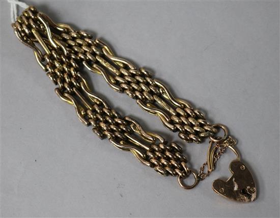 An early 20th century 9ct gold fancy gatelink bracelet,
